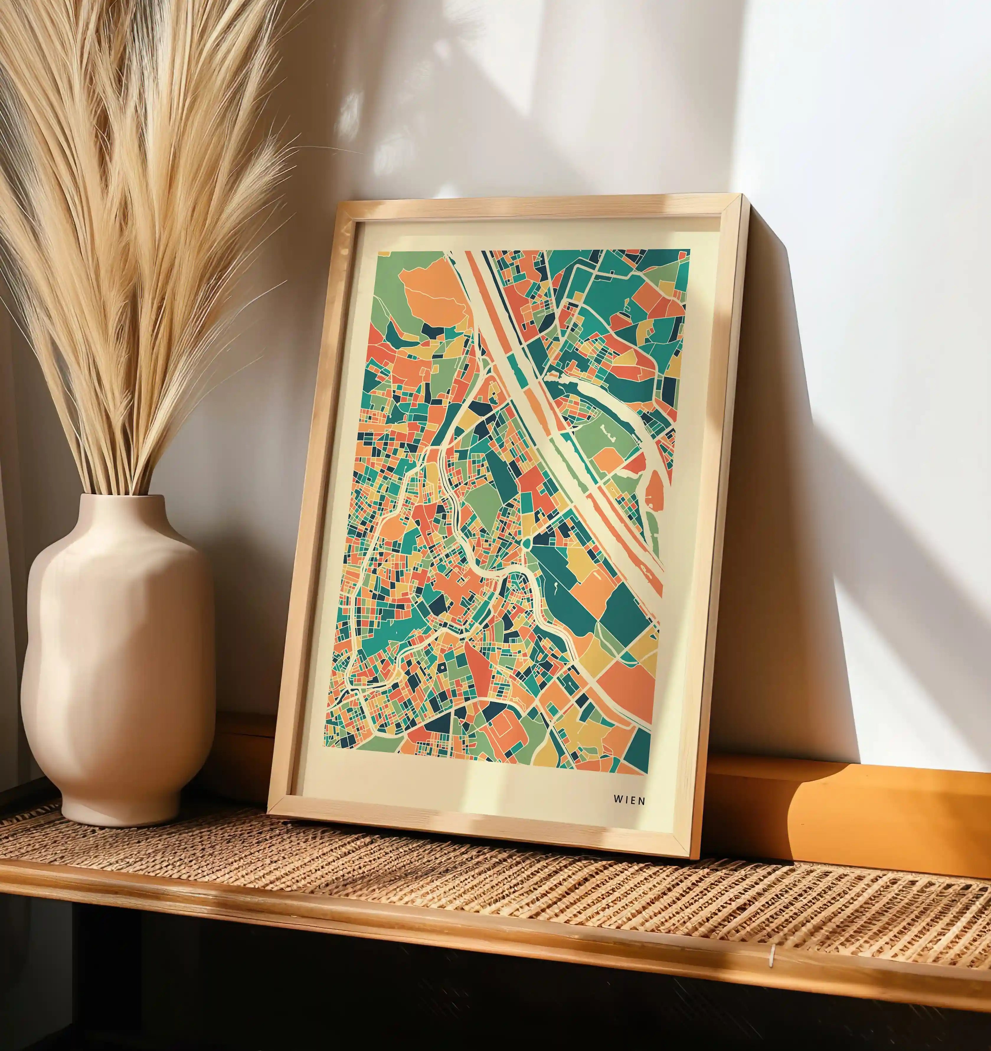 Wien Stadtkarte Poster – Polychroma Modern Art Print
