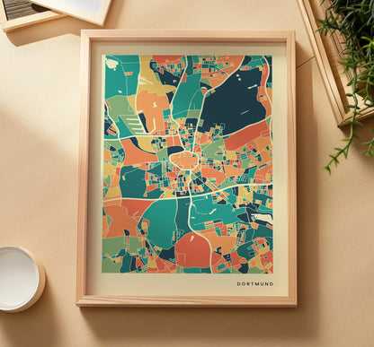 Dortmund Stadtkarte Poster – Polychroma Modern Art Print