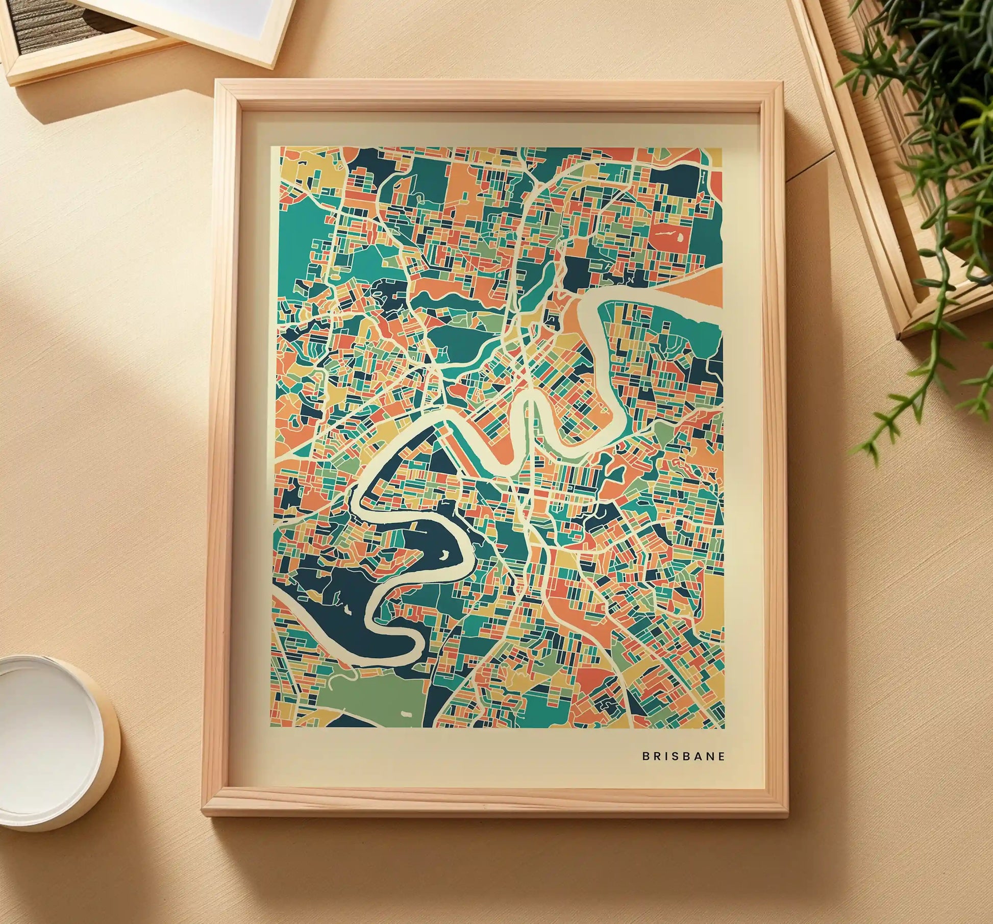 Brisbane Stadtkarte Poster – Polychroma Modern Art Print
