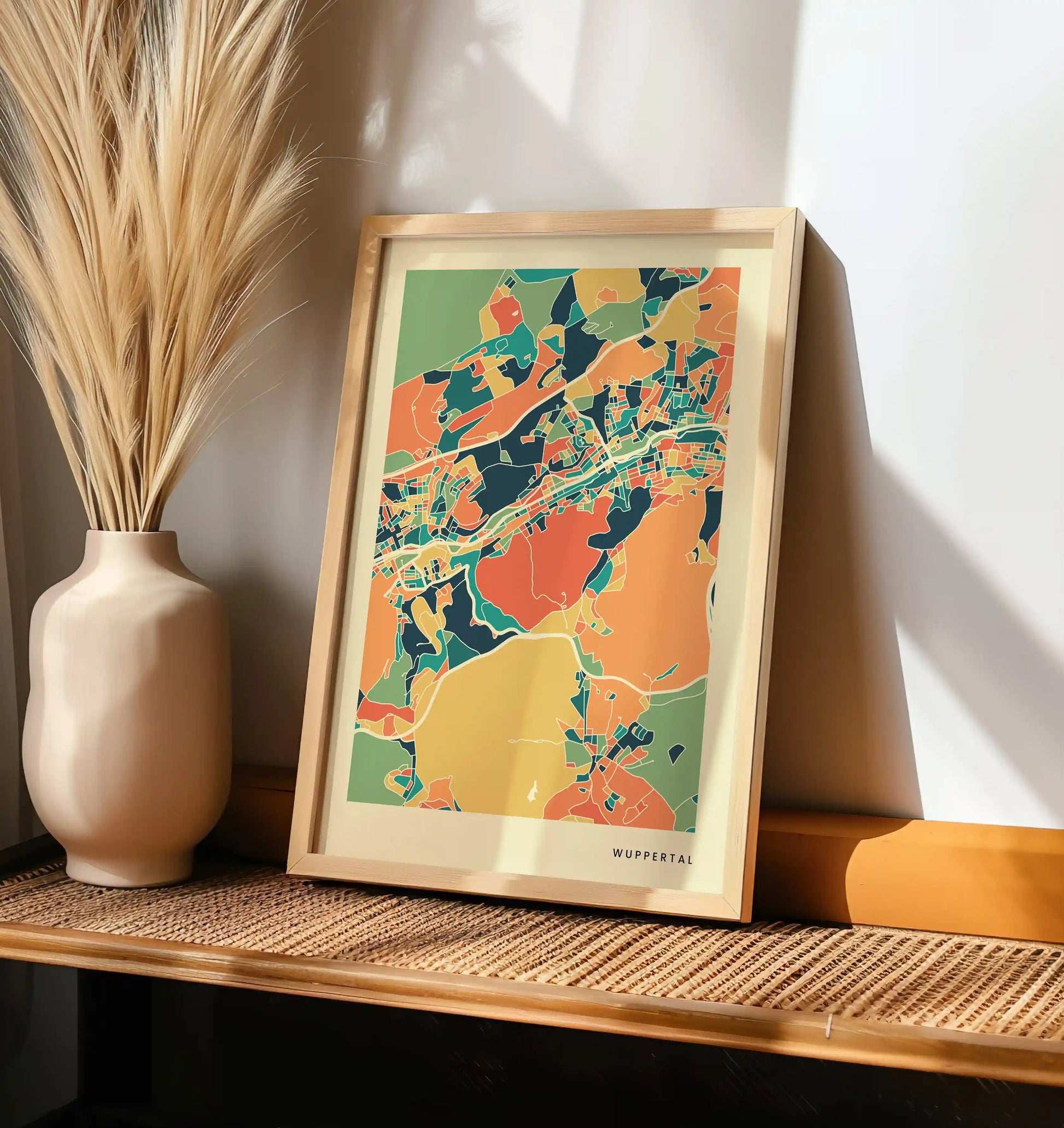 Wuppertal Stadtkarte Poster – Polychroma Modern Art Print