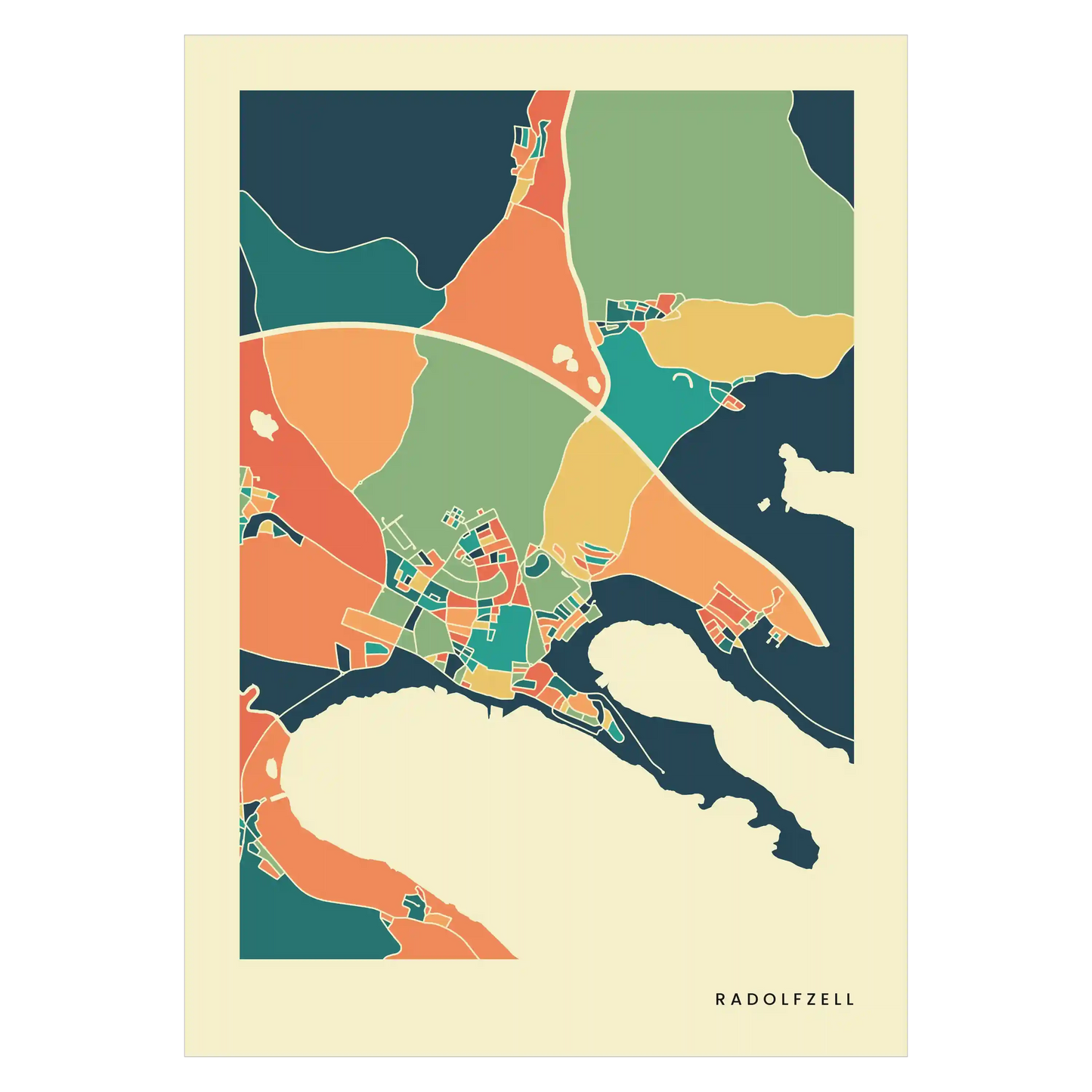 Radolfzell Stadtkarte Poster – Polychroma Modern Art Print