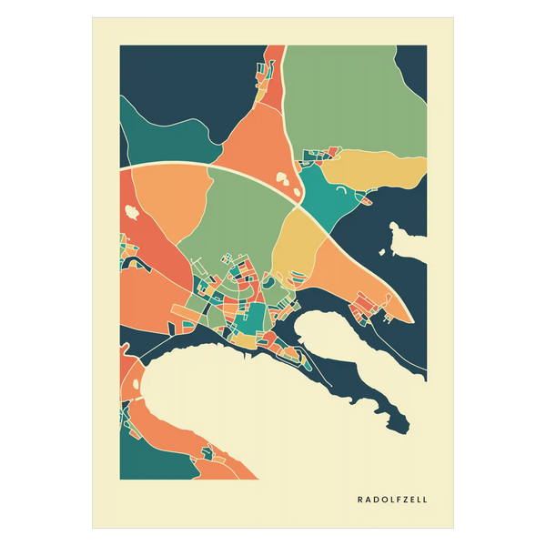 Radolfzell Stadtkarte Poster – Polychroma Modern Art Print