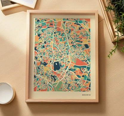 Madrid Stadtkarte Poster – Polychroma Modern Art Print