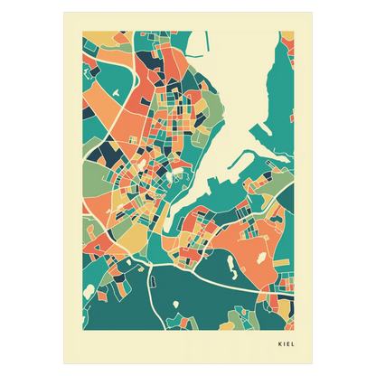 Kiel Stadtkarte Poster – Polychroma Modern Art Print