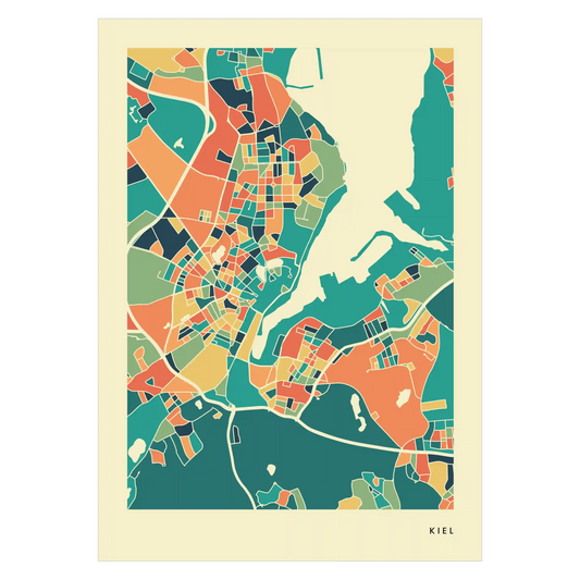 Kiel Stadtkarte Poster – Polychroma Modern Art Print