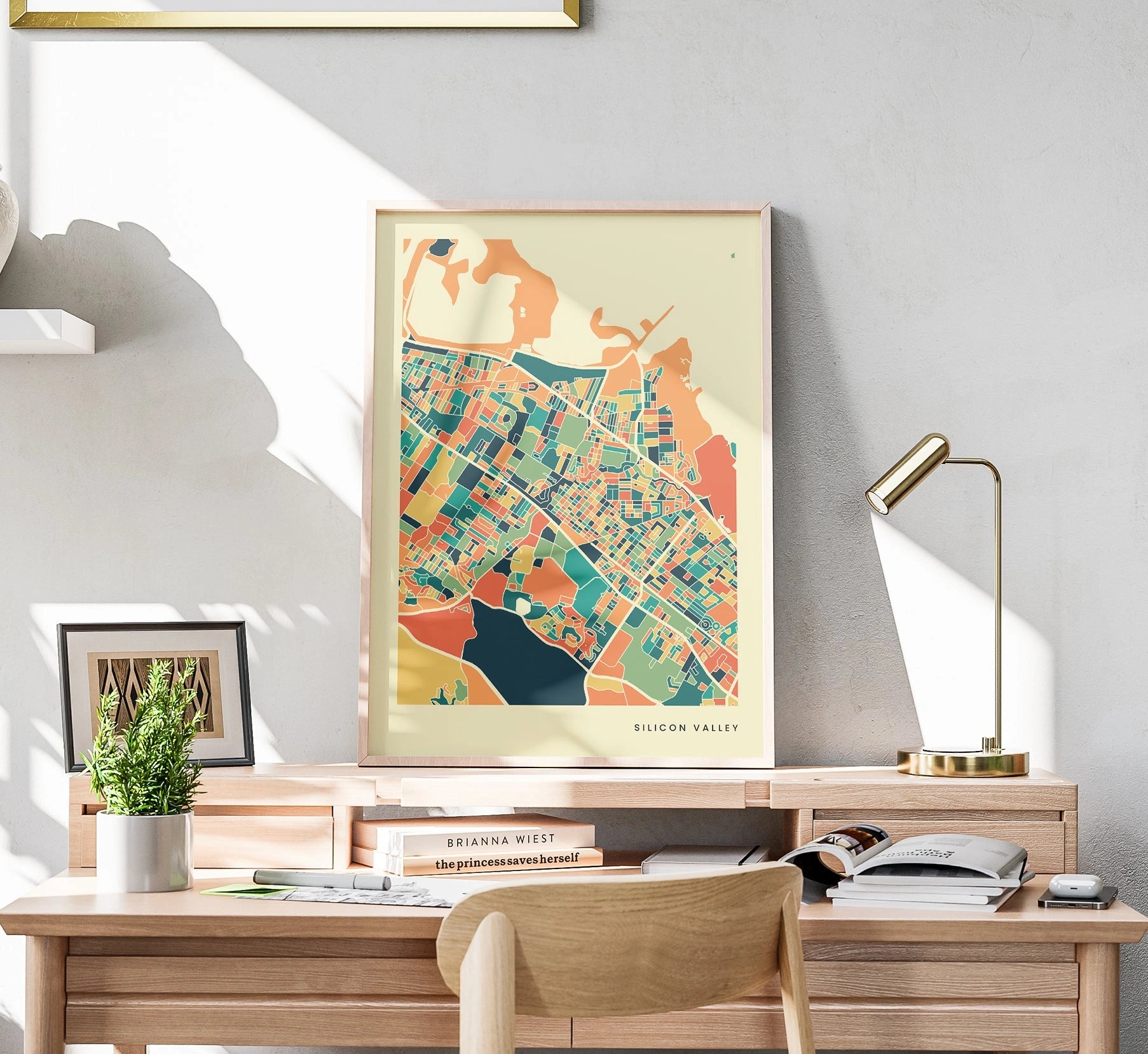 Silicon Valley Stadtkarte Poster – Polychroma Modern Art Print