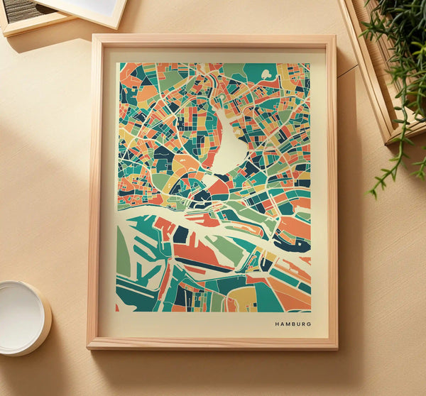 Hamburg Stadtkarte Poster - Polychroma Stadtplan Modern Art Print Stadtkarte Poster – Polychroma Modern Art Print