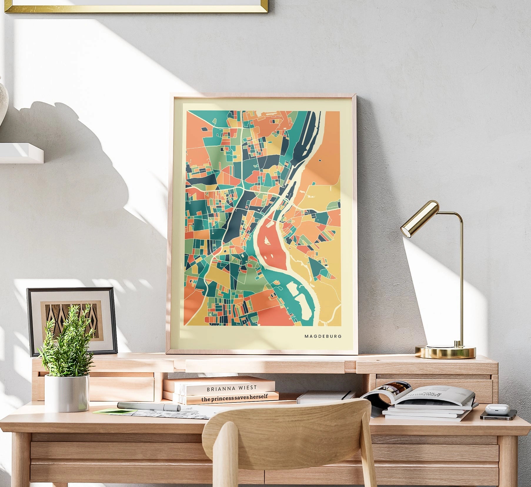 Magdeburg Stadtkarte Poster – Polychroma Modern Art Print
