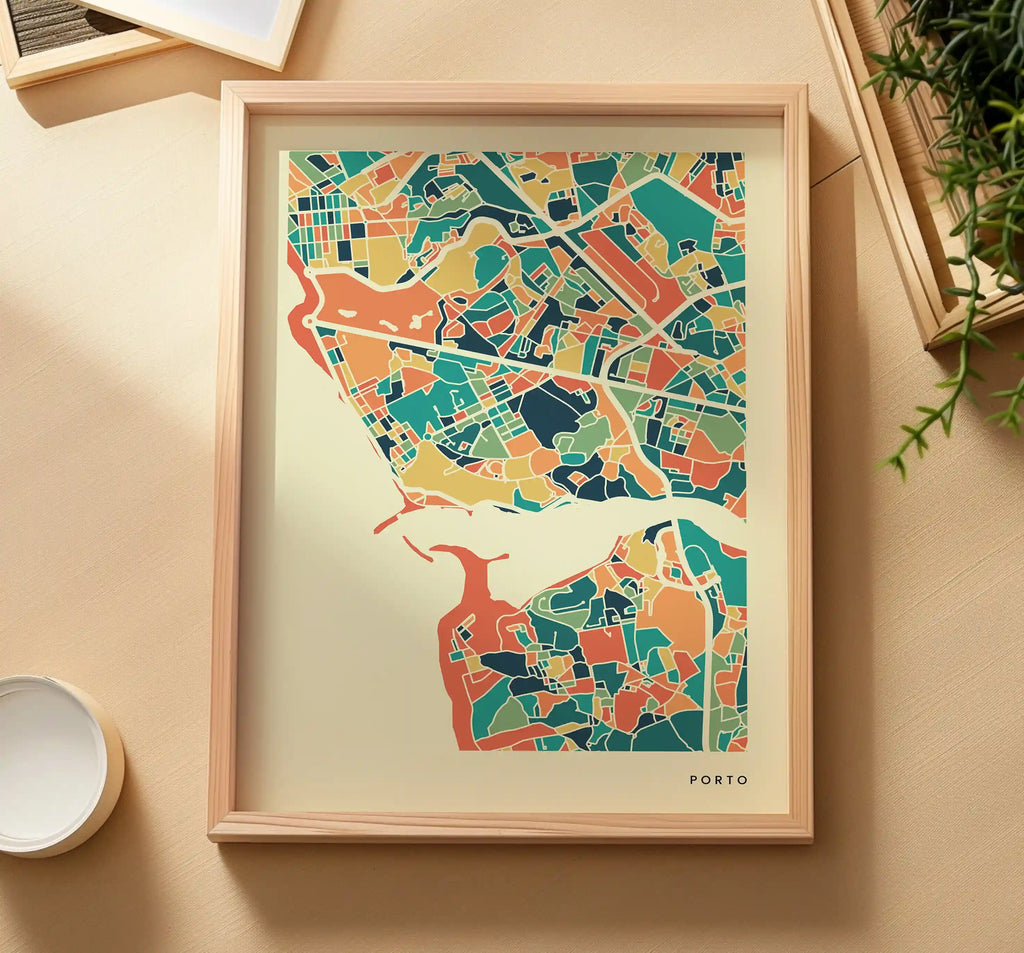 Porto Stadtkarte Poster – Polychroma Modern Art Print