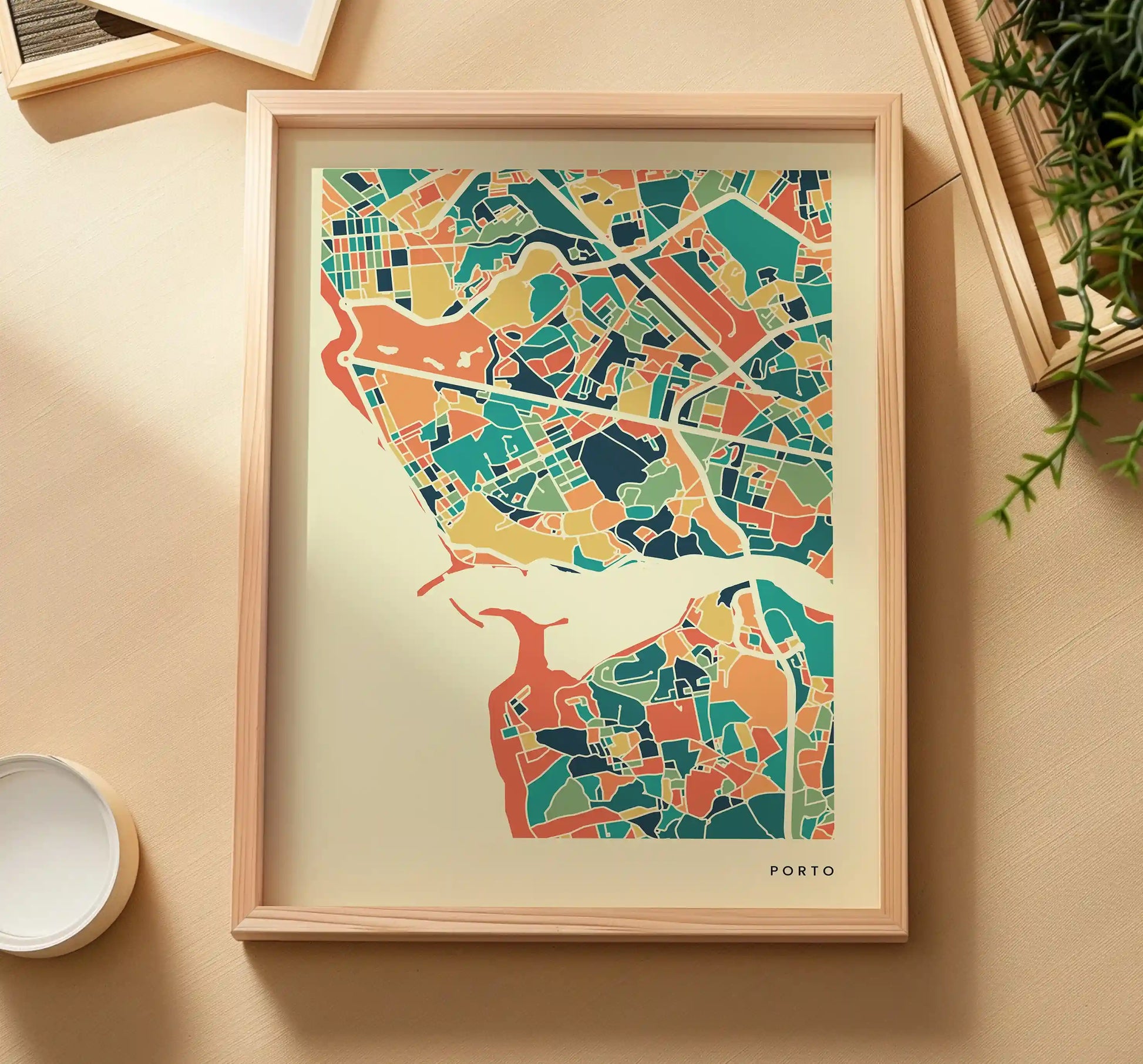 Porto Stadtkarte Poster – Polychroma Modern Art Print