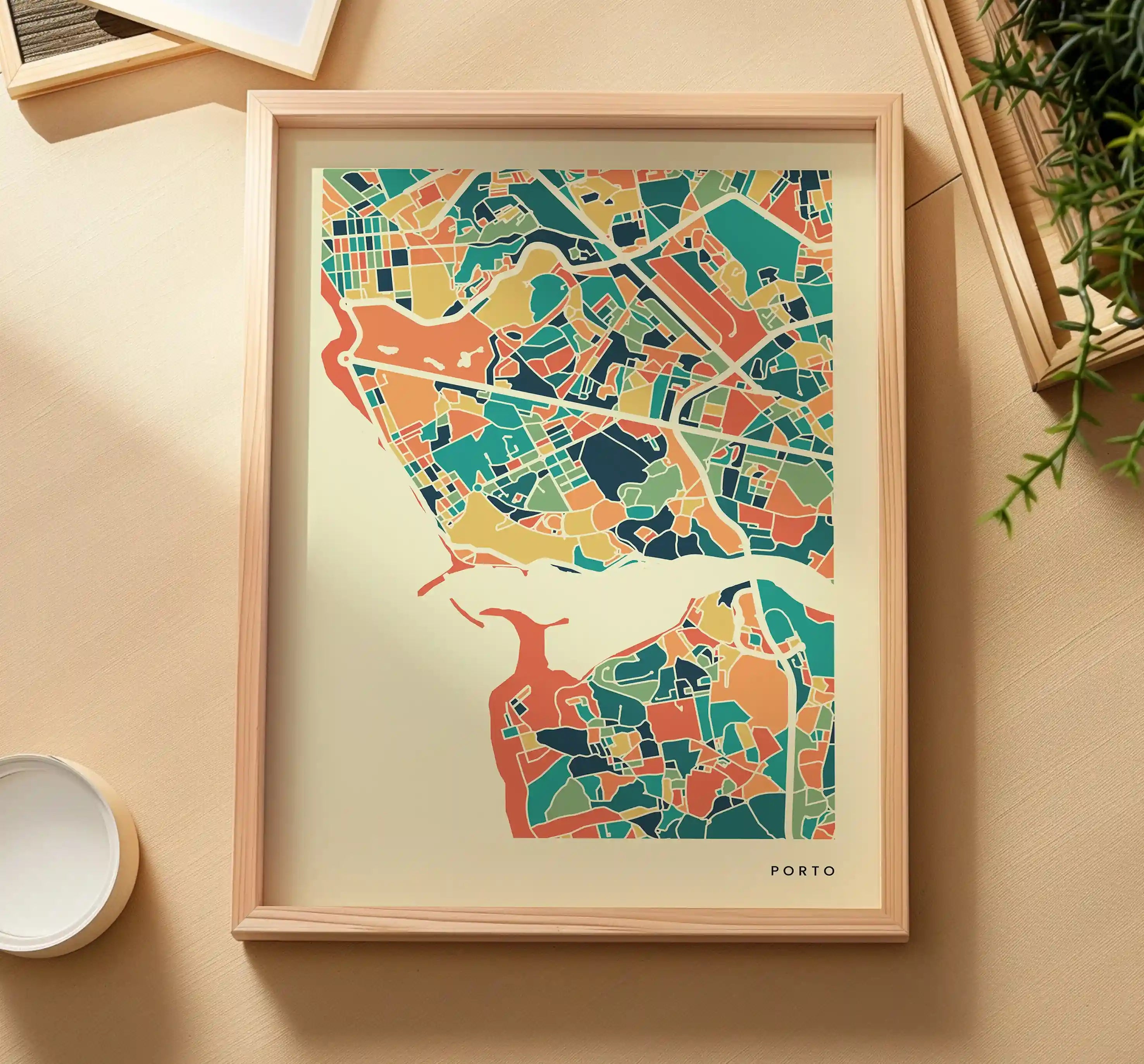 Porto Stadtkarte Poster – Polychroma Modern Art Print