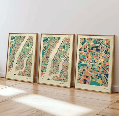 New York City Stadtkarte Poster – Polychroma Modern Art Print