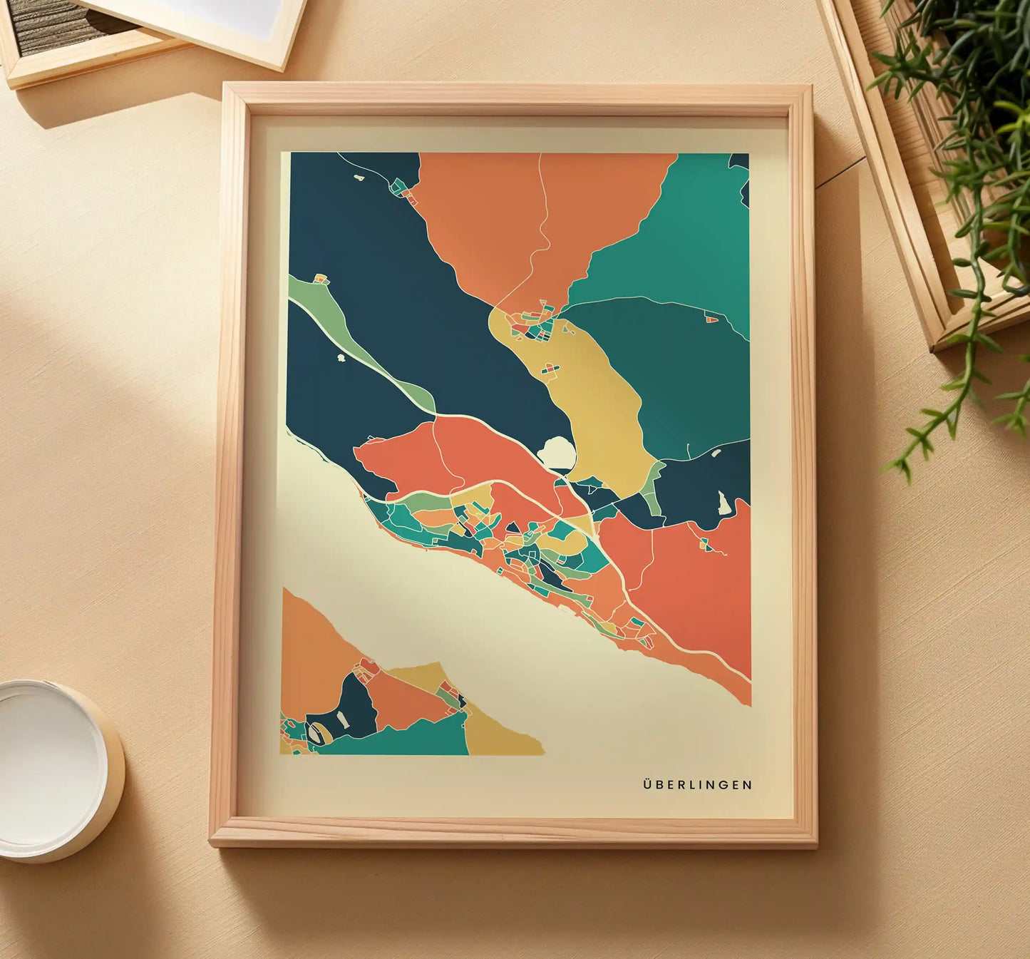 Überlingen Stadtkarte Poster – Polychroma Modern Art Print