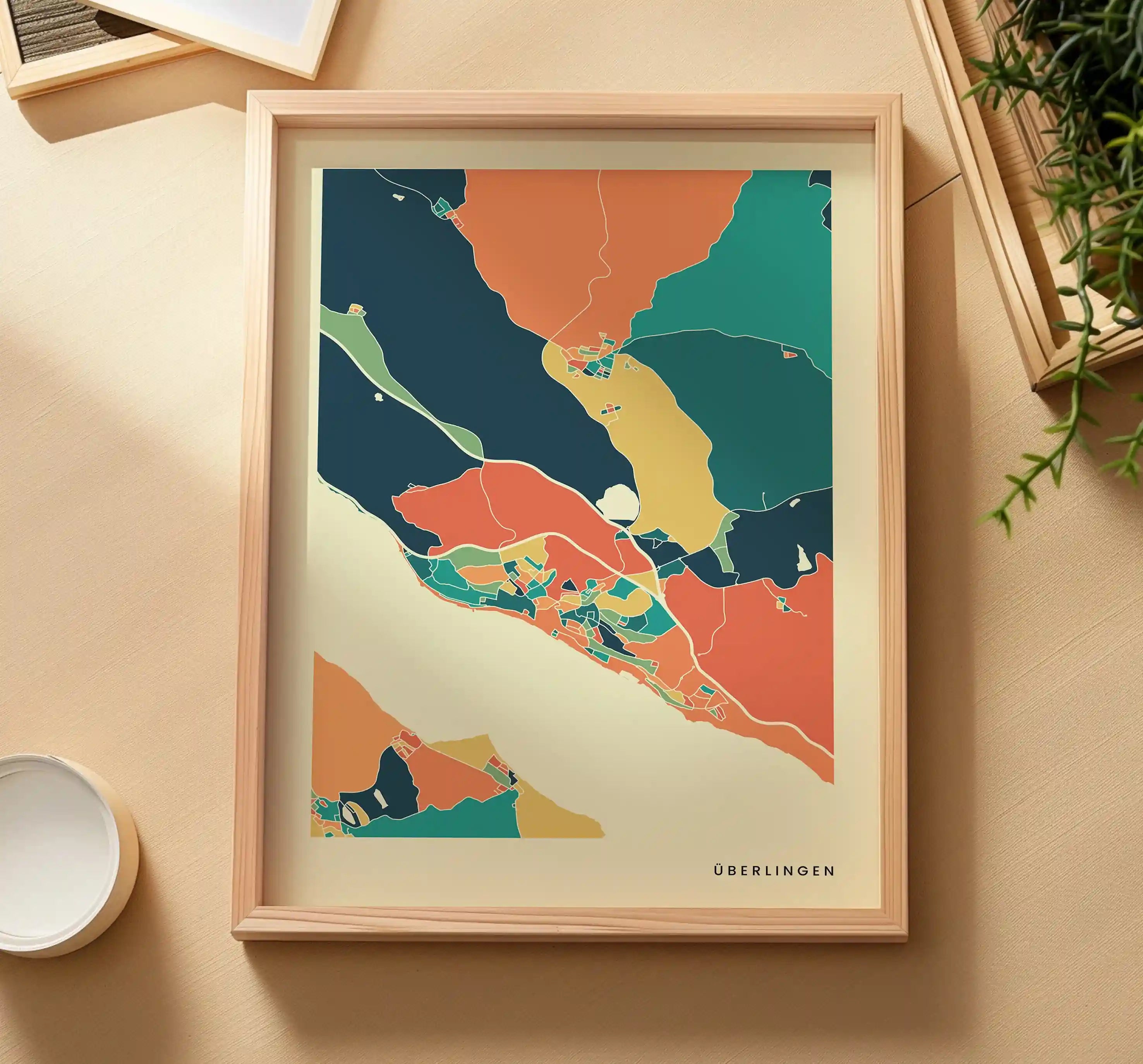 Überlingen Stadtkarte Poster – Polychroma Modern Art Print