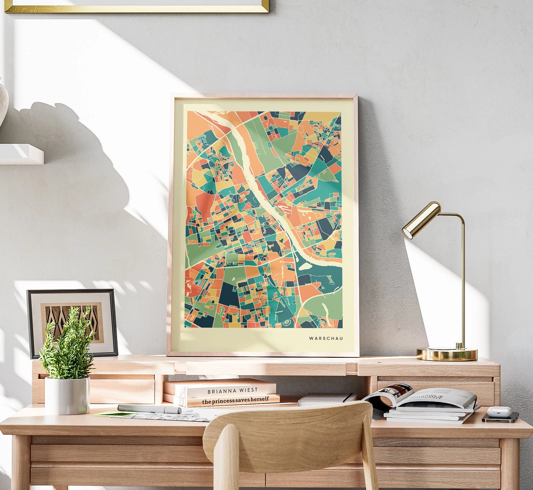 Warschau Stadtkarte Poster – Polychroma Modern Art Print
