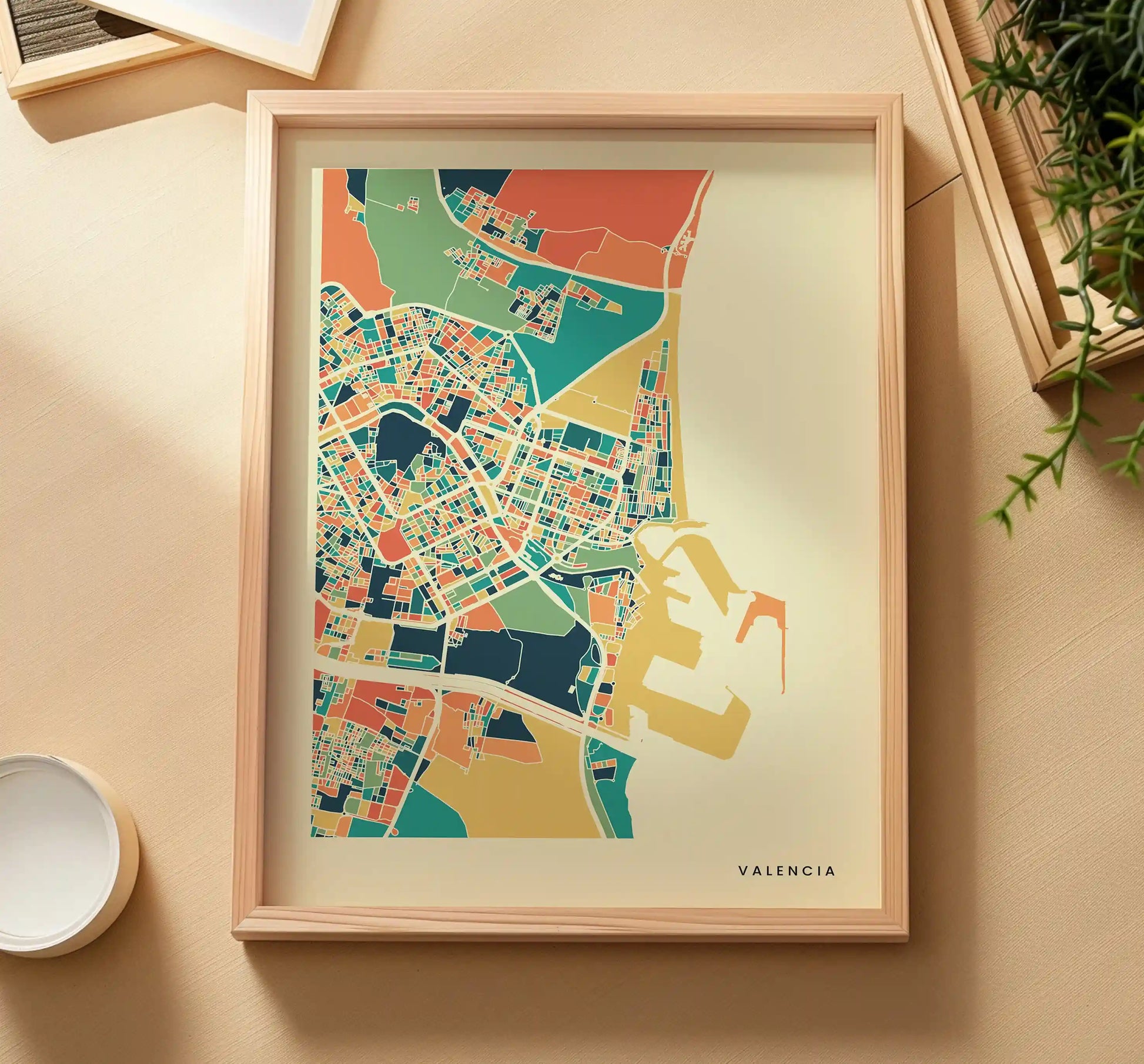 Valencia Stadtkarte Poster – Polychroma Modern Art Print