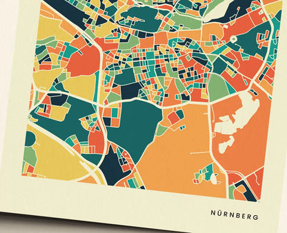 Nürnberg Stadtkarte Poster – Polychroma Modern Art Print