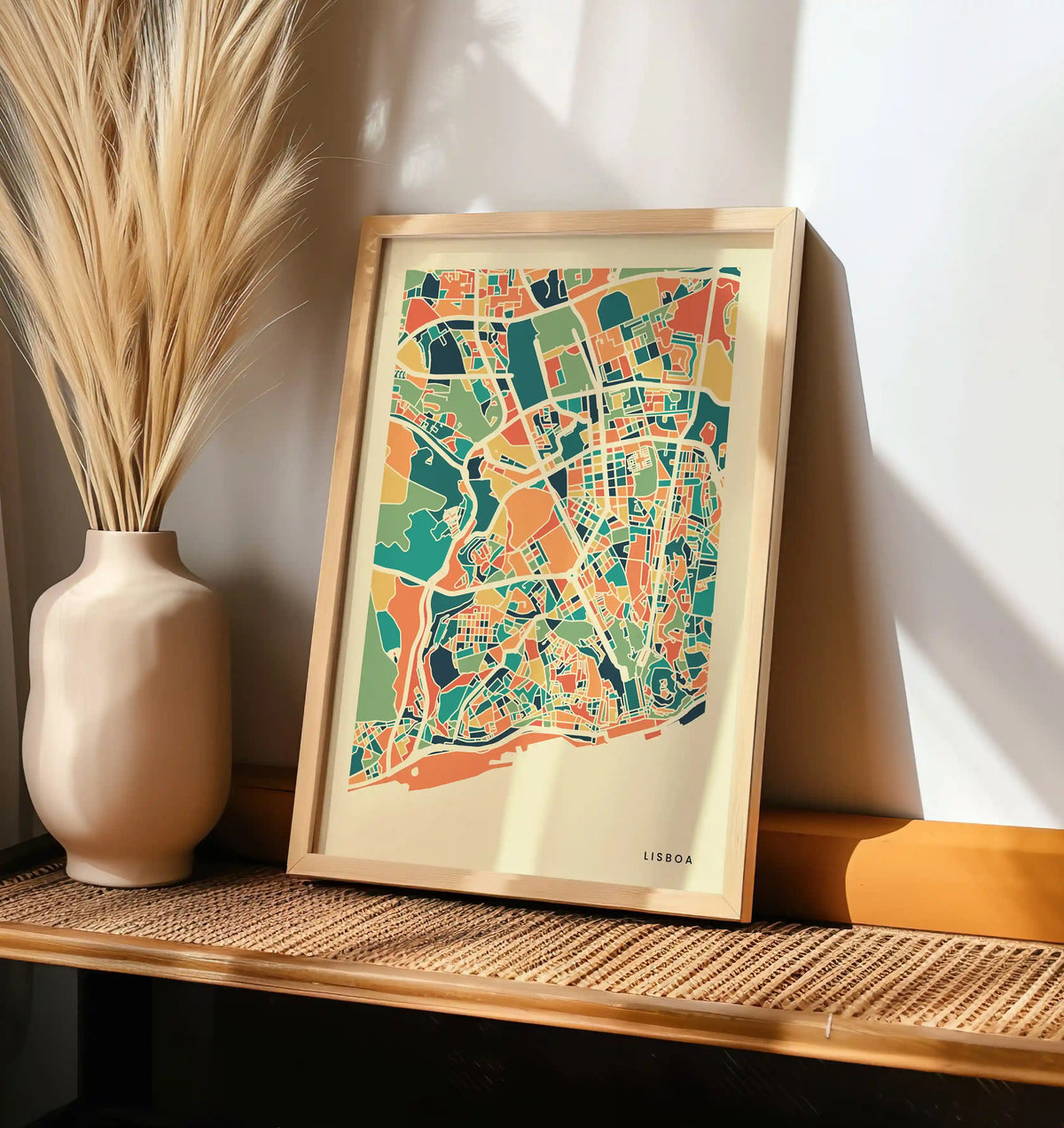 Lisboa Stadtkarte Poster – Polychroma Modern Art Print