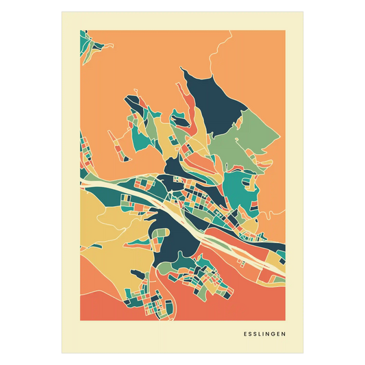 Esslingen Stadtkarte Poster – Polychroma Modern Art Print