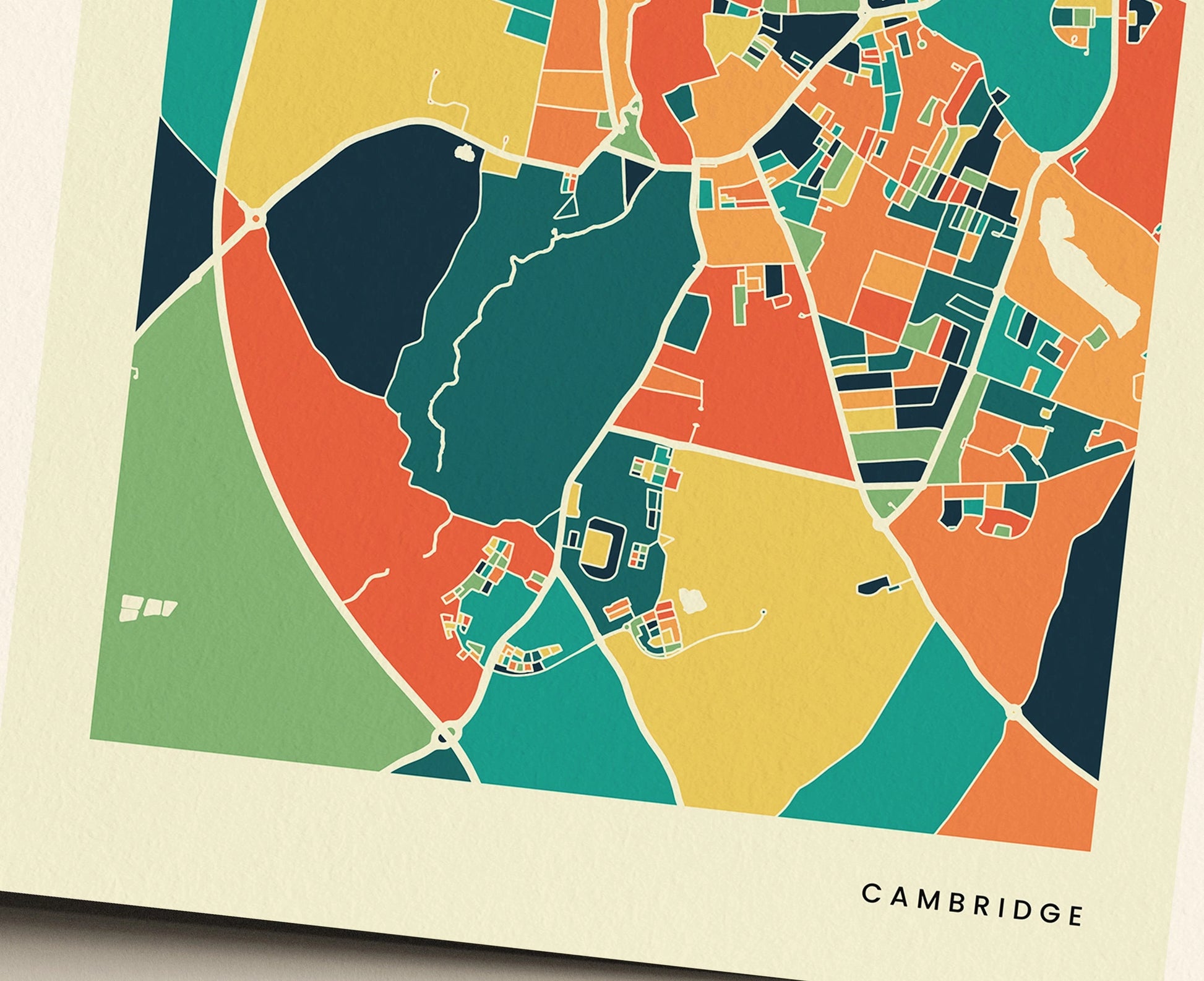 Cambridge Stadtkarte Poster – Polychroma Modern Art Print
