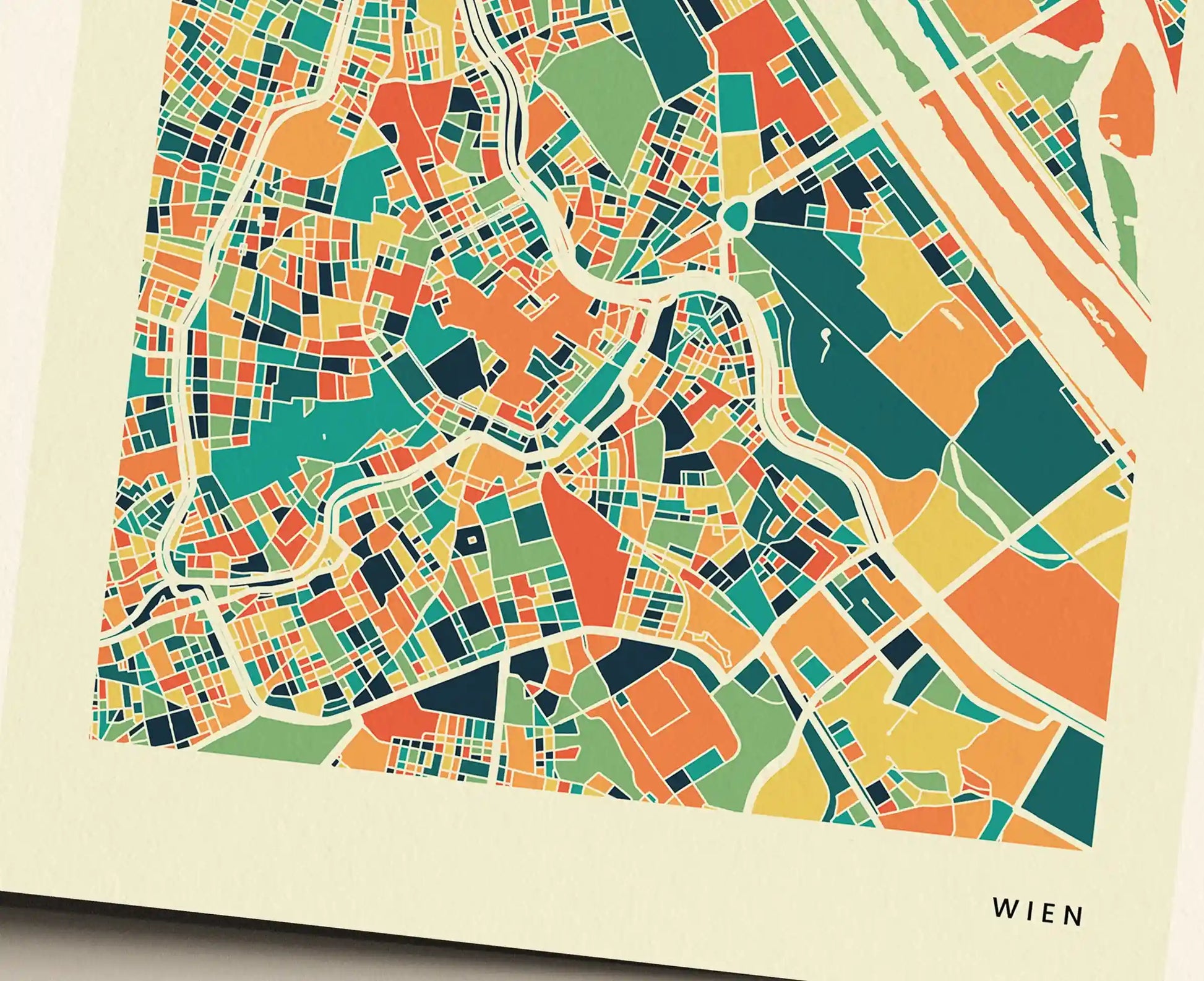 Wien Stadtkarte Poster – Polychroma Modern Art Print
