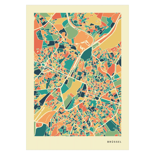 Brüssel Stadtkarte Poster – Polychroma Modern Art Print