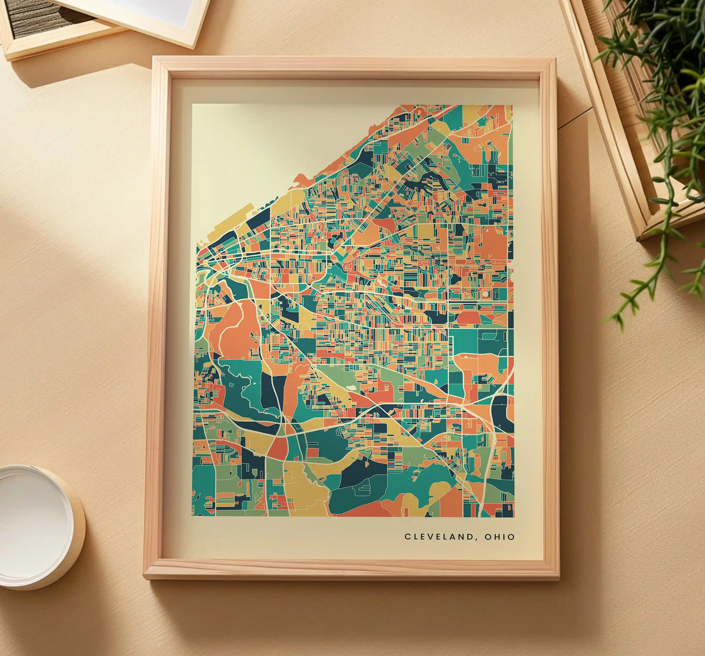 Cleveland, Ohio Stadtkarte Poster – Polychroma Modern Art Print