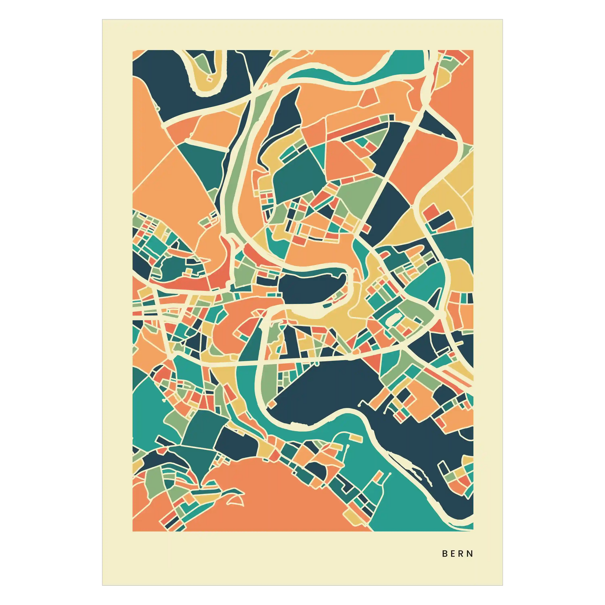 Bern Stadtkarte Poster – Polychroma Modern Art Print