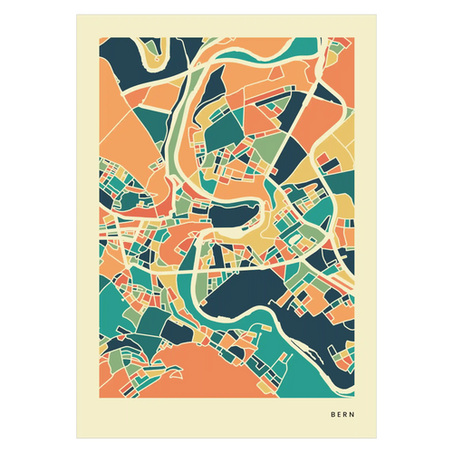 Bern Stadtkarte Poster – Polychroma Modern Art Print