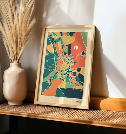 Erfurt Stadtkarte Poster – Polychroma Modern Art Print