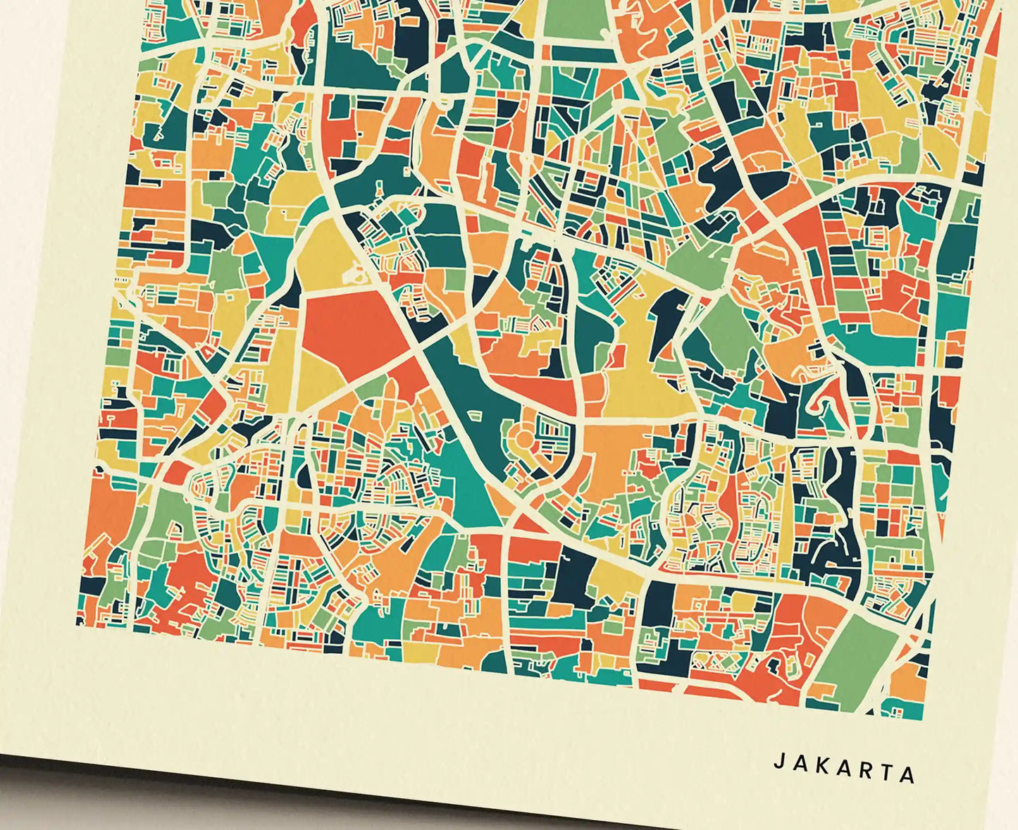 Jakarta Stadtkarte Poster – Polychroma Modern Art Print