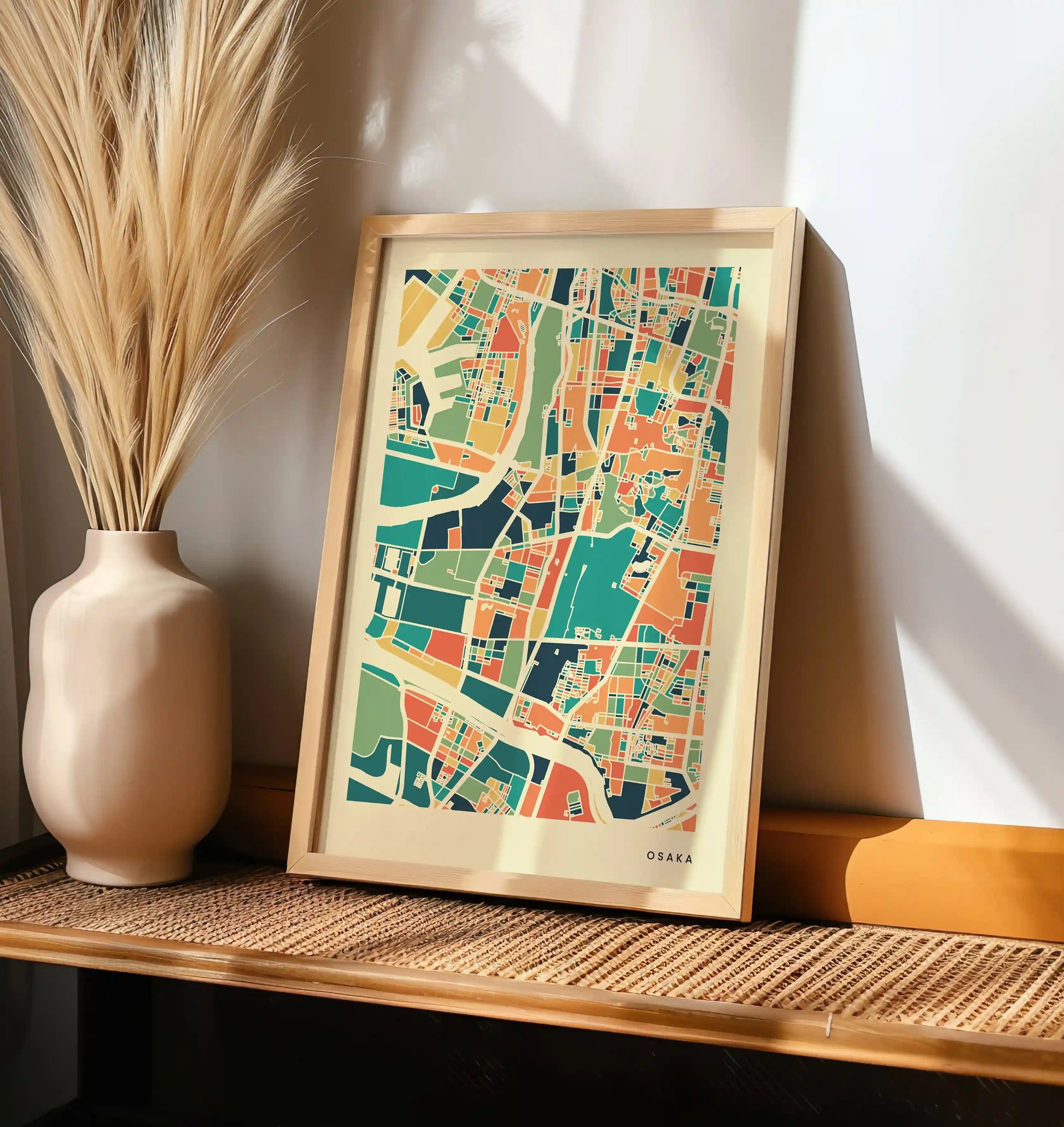 Osaka Stadtkarte Poster – Polychroma Modern Art Print