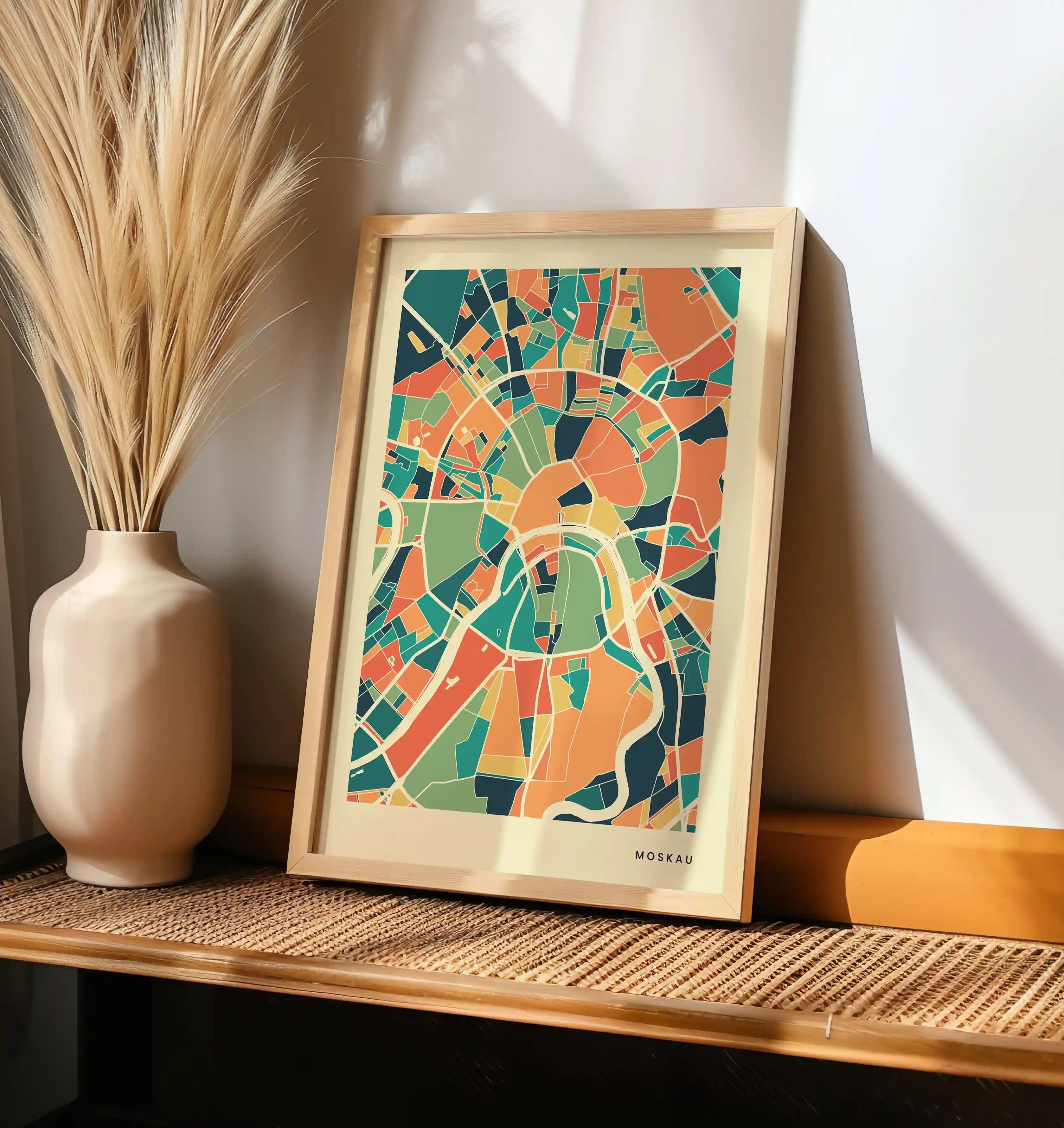 Moskau Stadtkarte Poster – Polychroma Modern Art Print