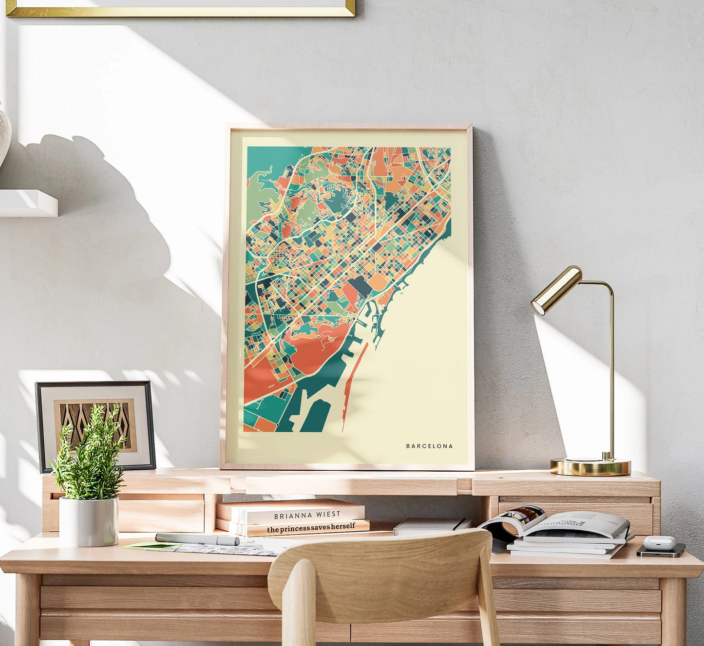 Barcelona Stadtkarte Poster – Polychroma Modern Art Print