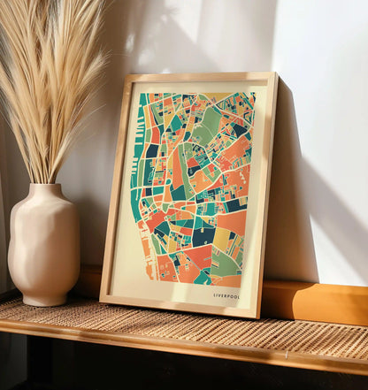 Liverpool Stadtkarte Poster – Polychroma Modern Art Print