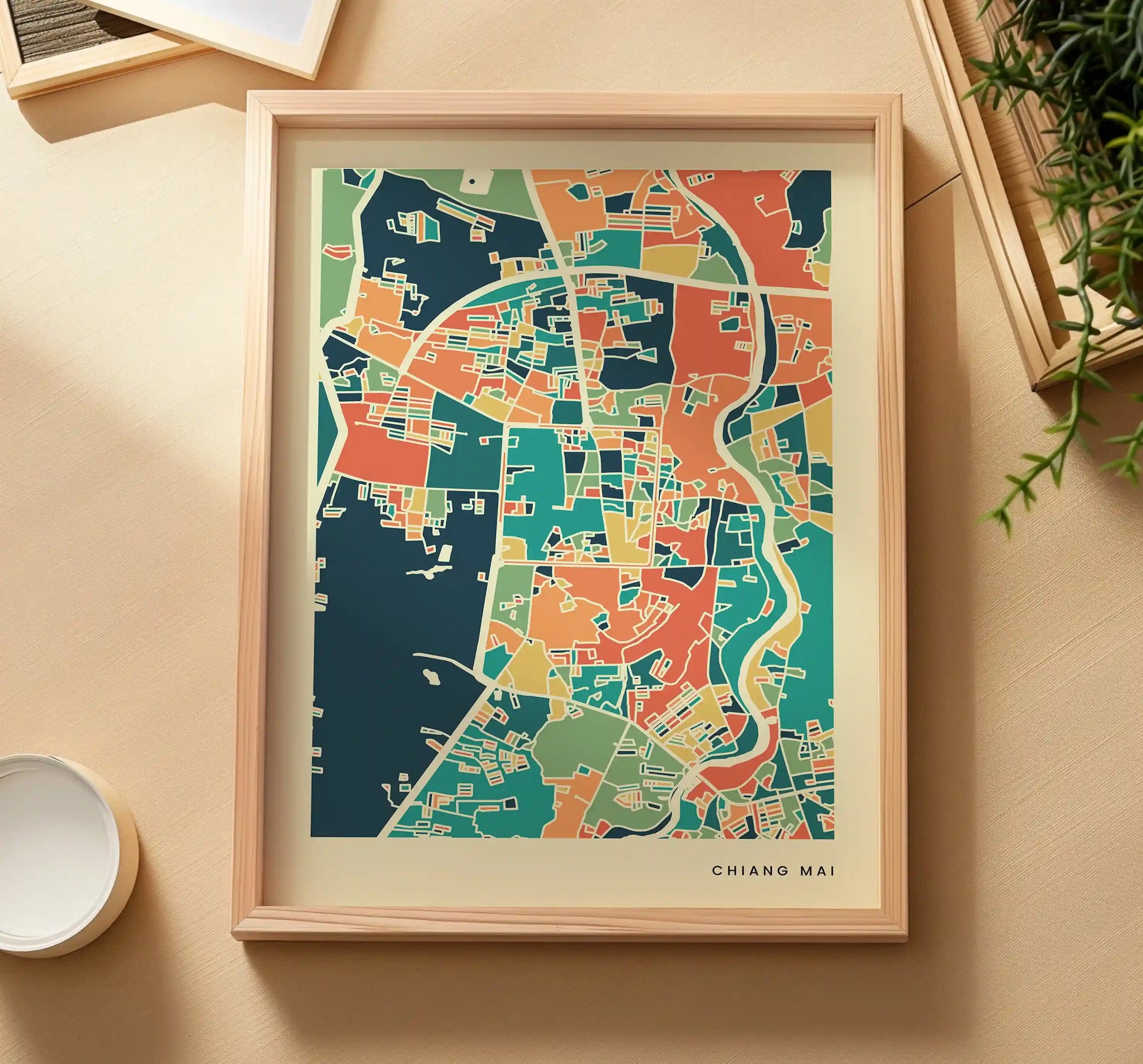Chiang Mai Stadtkarte Poster – Polychroma Modern Art Print