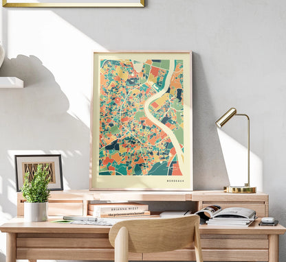 Bordeaux Stadtkarte Poster – Polychroma Modern Art Print