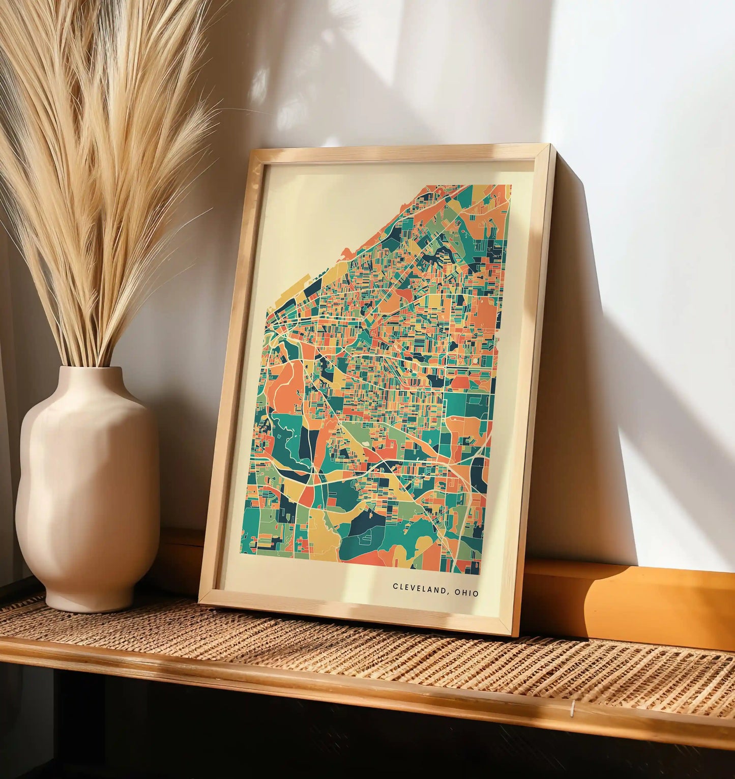 Cleveland, Ohio Stadtkarte Poster – Polychroma Modern Art Print
