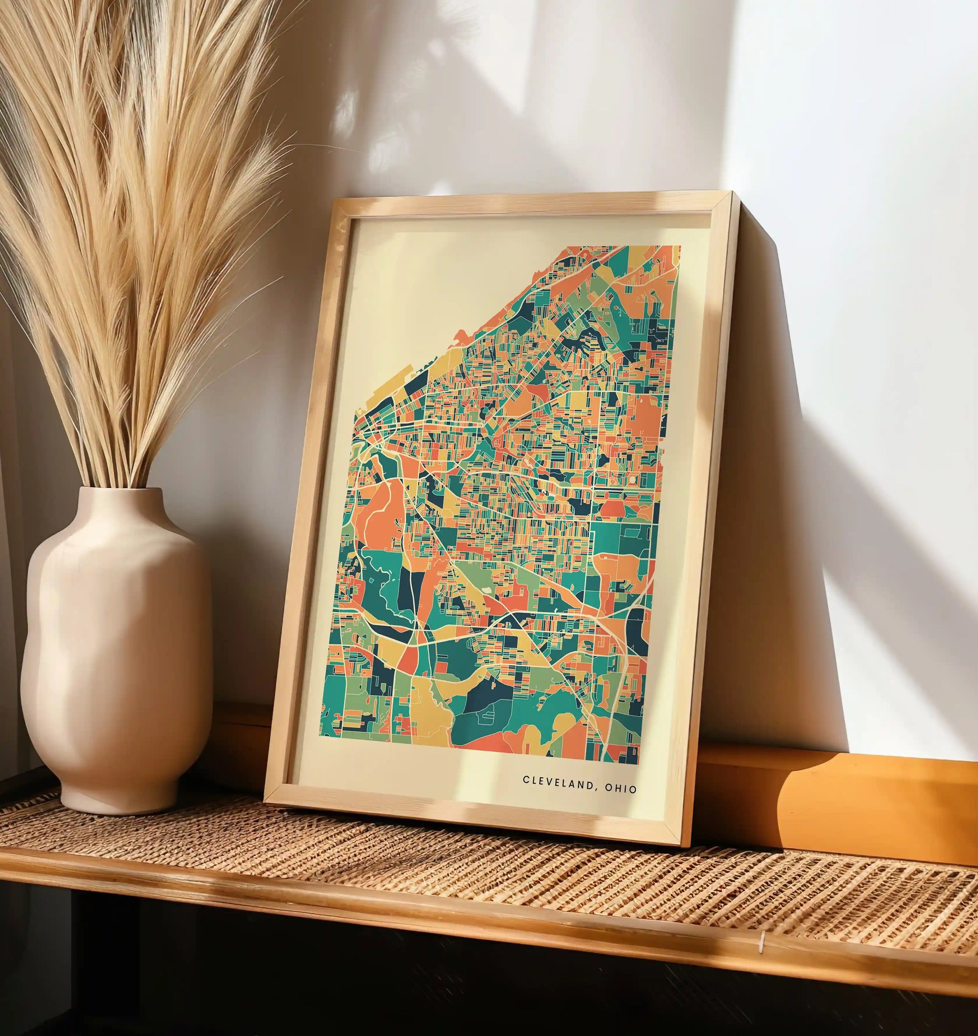 Cleveland, Ohio Stadtkarte Poster – Polychroma Modern Art Print