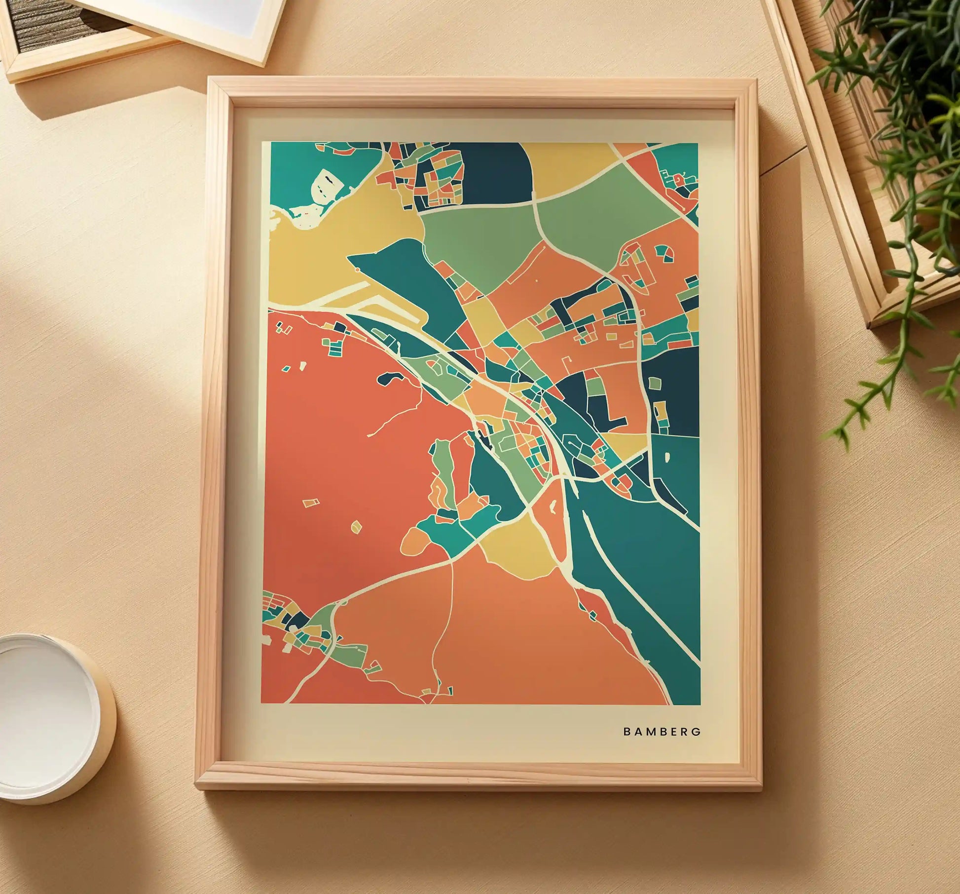Bamberg Stadtkarte Poster – Polychroma Modern Art Print