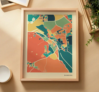 Bamberg Stadtkarte Poster – Polychroma Modern Art Print