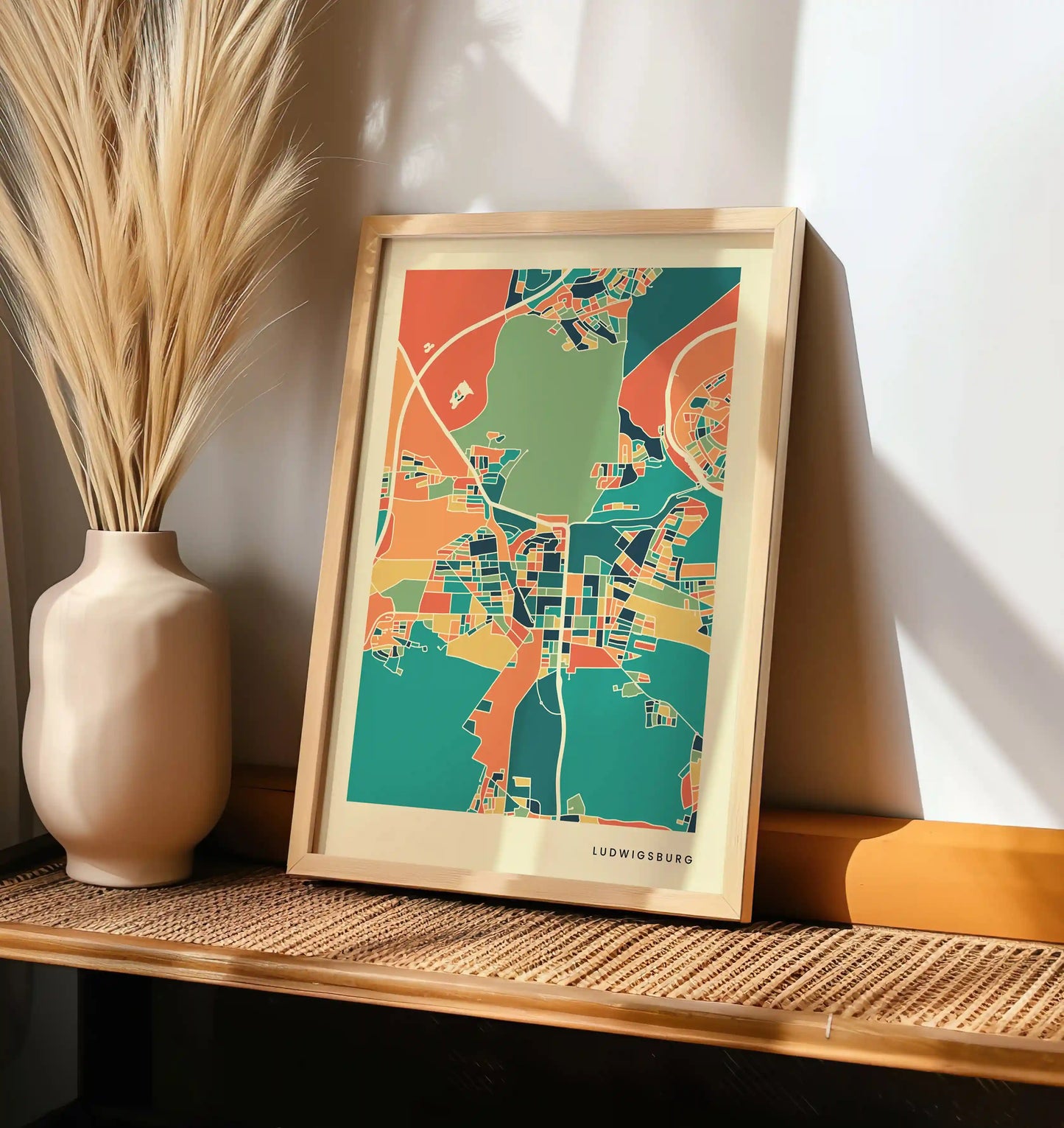 Ludwigsburg Stadtkarte Poster – Polychroma Modern Art Print