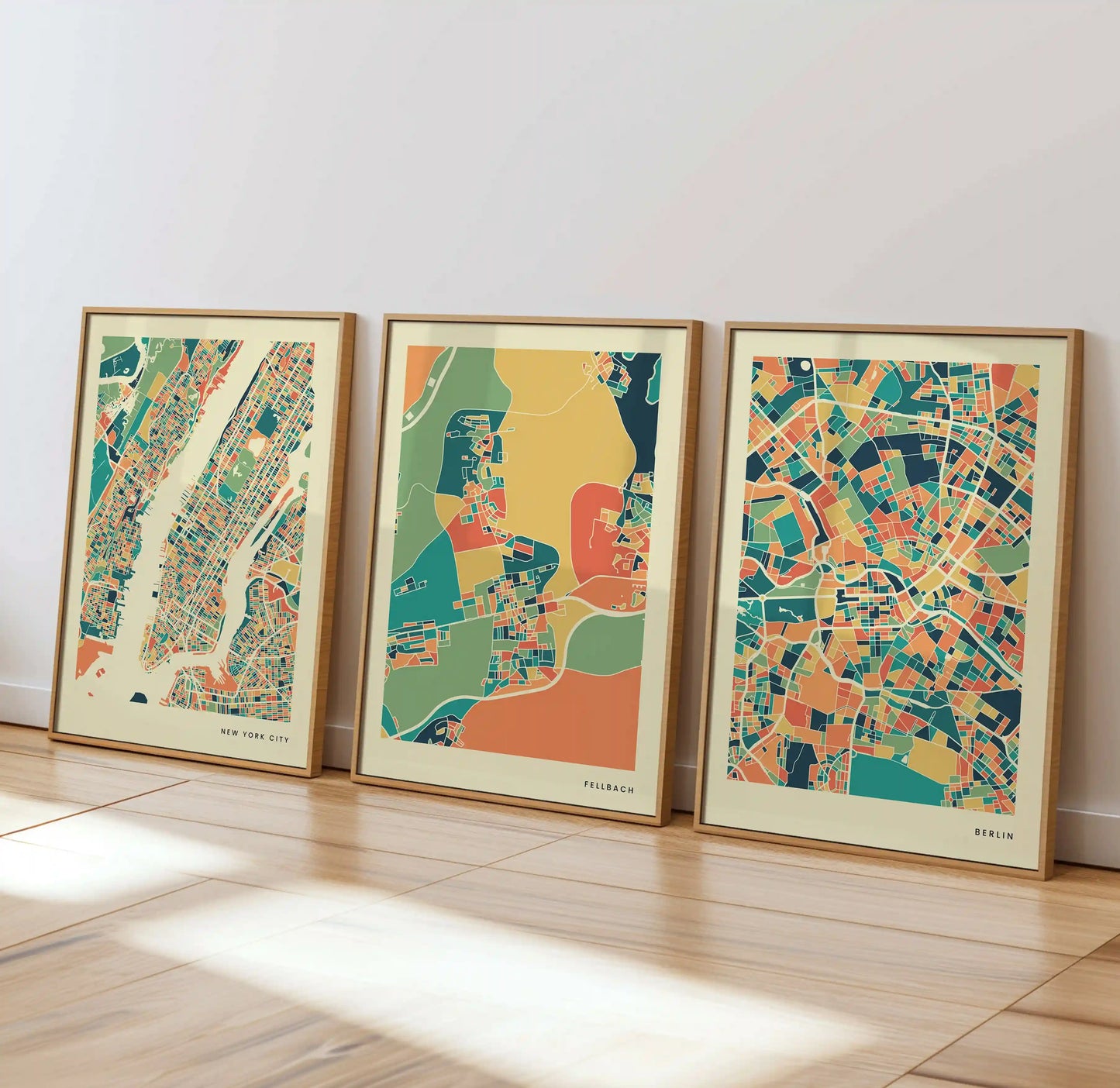 Fellbach Stadtkarte Poster – Polychroma Modern Art Print