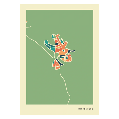 Bittenfeld Stadtkarte Poster – Polychroma Modern Art Print
