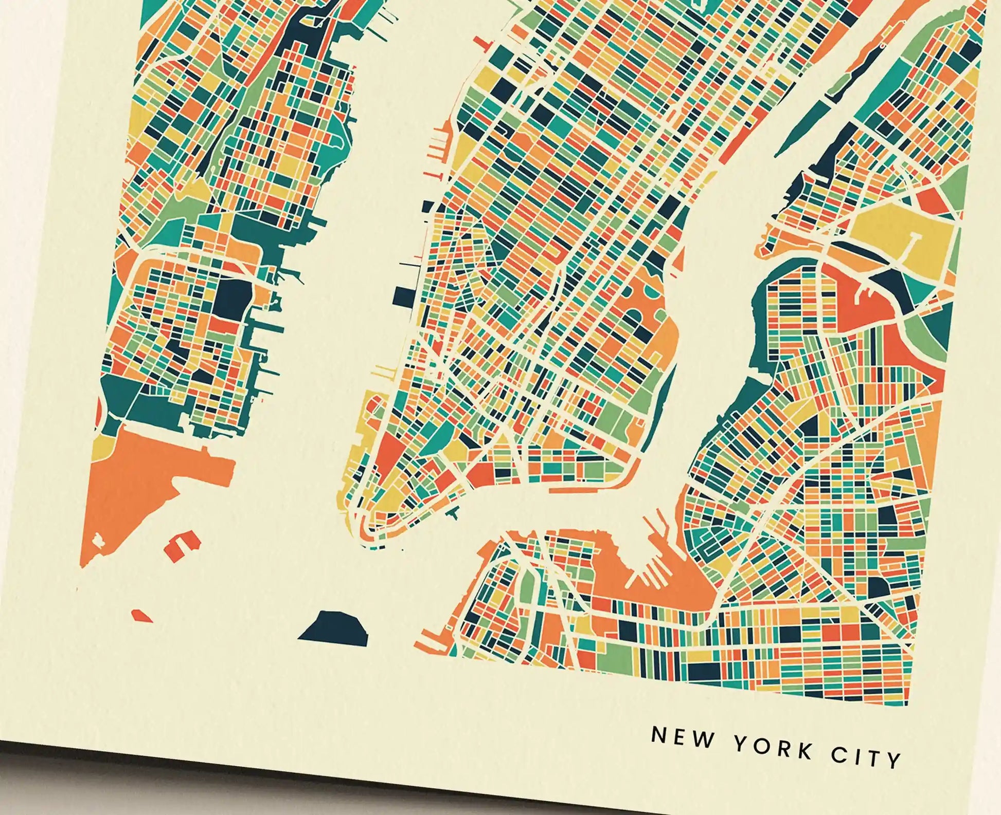 New York City Stadtkarte Poster – Polychroma Modern Art Print