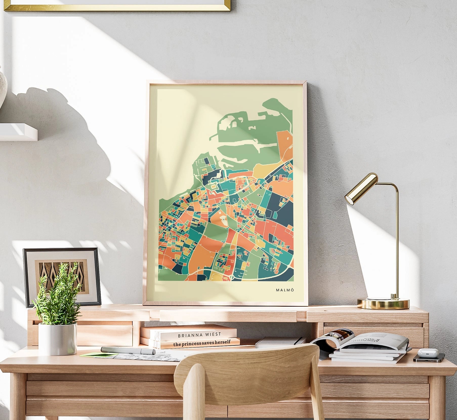 Malmö Stadtkarte Poster – Polychroma Modern Art Print