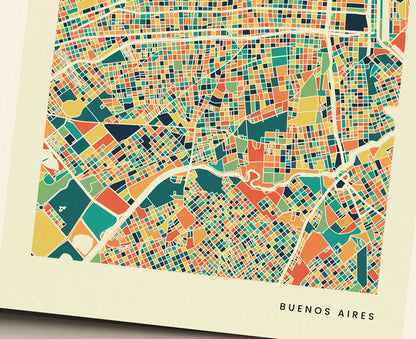 Buenos Aires Stadtkarte Poster – Polychroma Modern Art Print