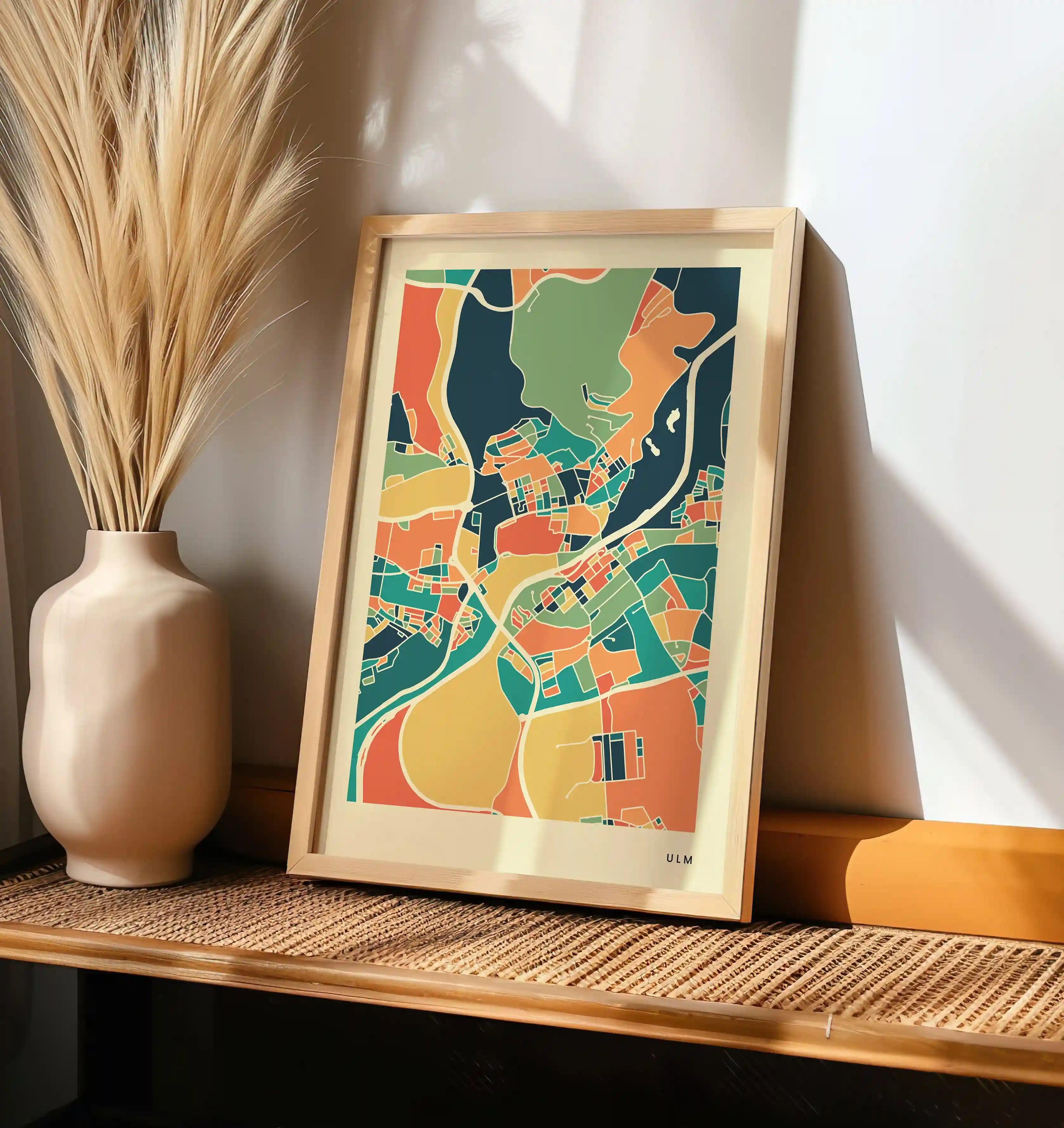 Ulm Stadtkarte Poster – Polychroma Modern Art Print