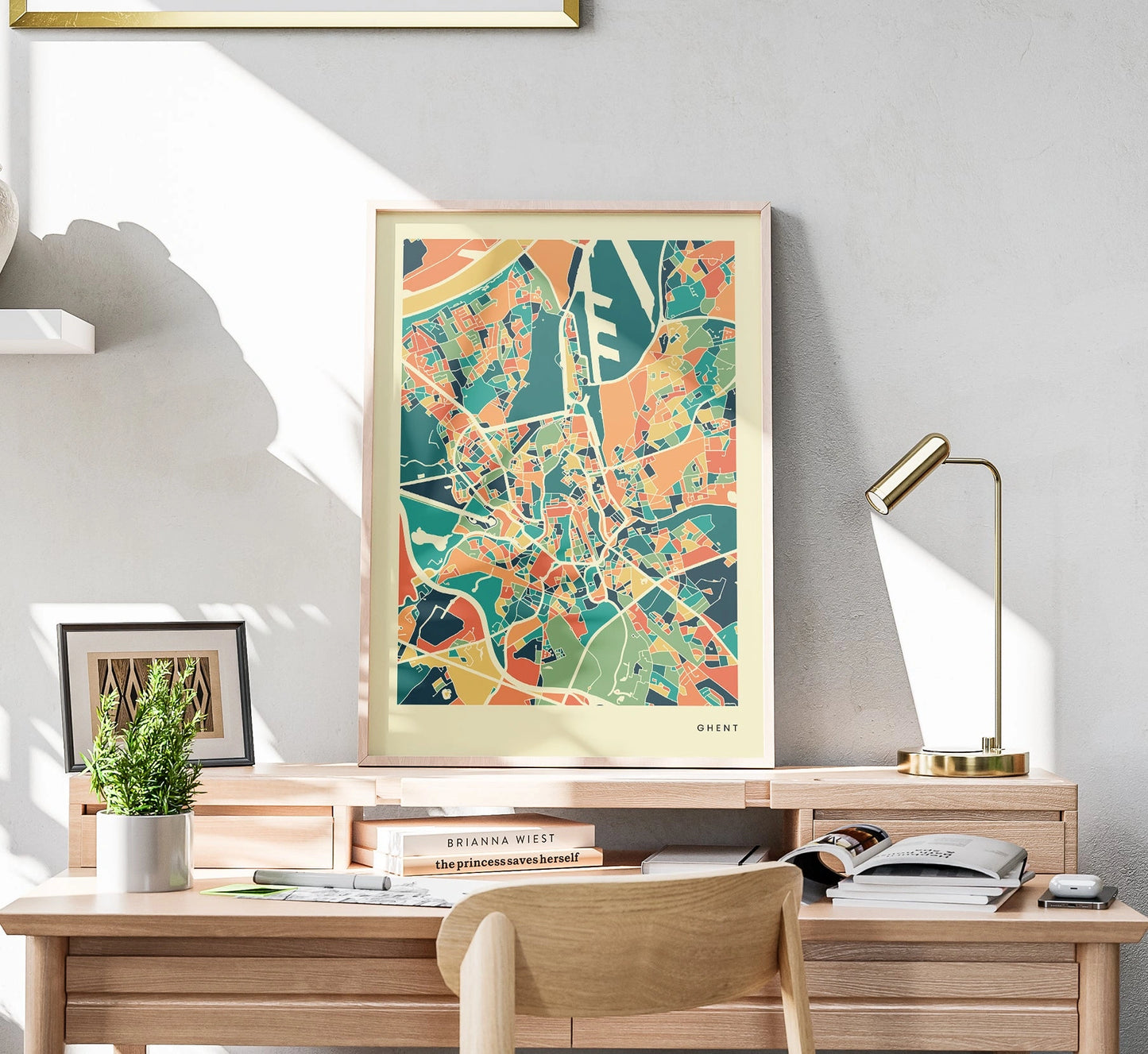 Ghent Stadtkarte Poster – Polychroma Modern Art Print