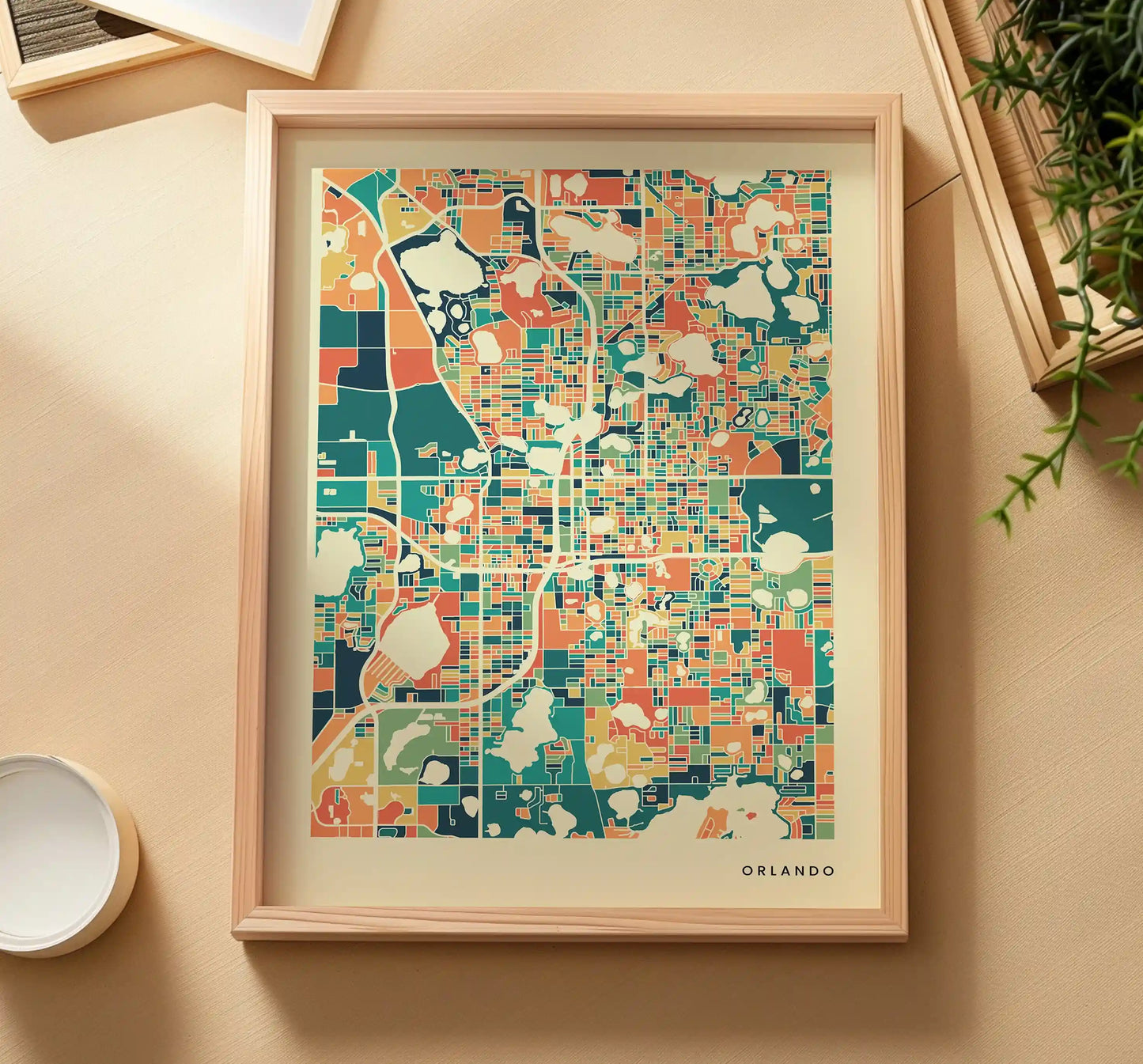 Orlando Stadtkarte Poster – Polychroma Modern Art Print